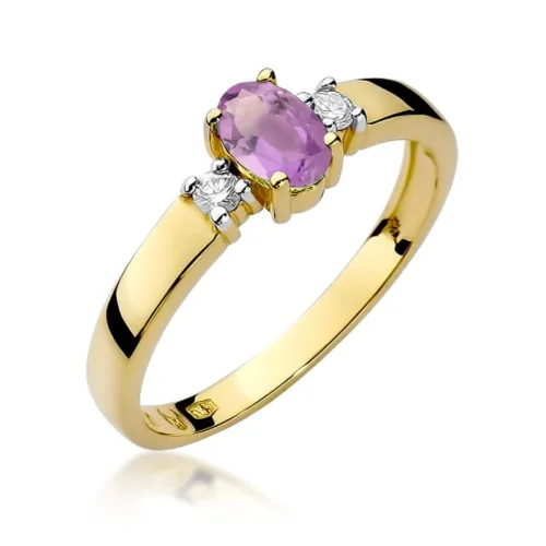 Inel Aur cu Ametist si Diamante Rose Éclat