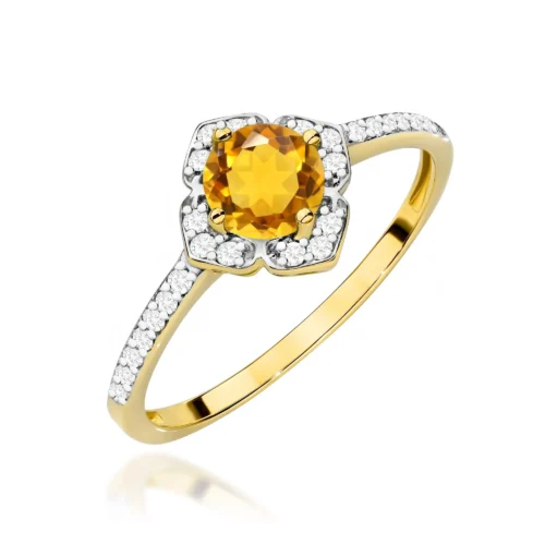 Inel Aur cu Citrin si Diamante Naturale Zavienne Opal