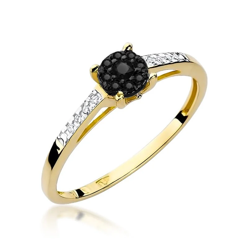 Inel Aur cu Diamant Negru si Diamante Incolore Ladelle Divine