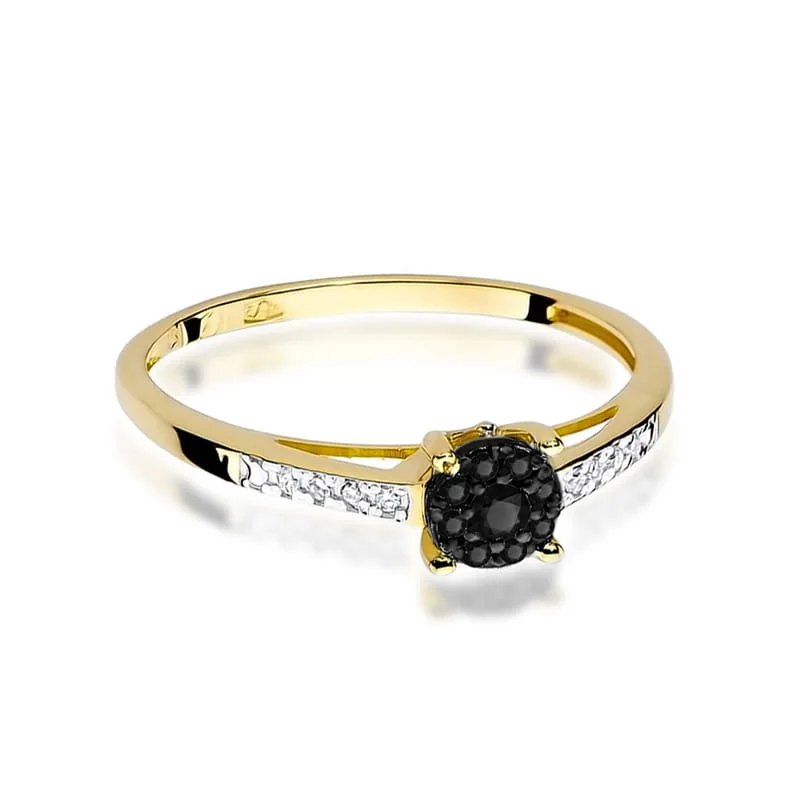 Inel Aur cu Diamant Negru si Diamante Incolore Ladelle Divine - imagine 2