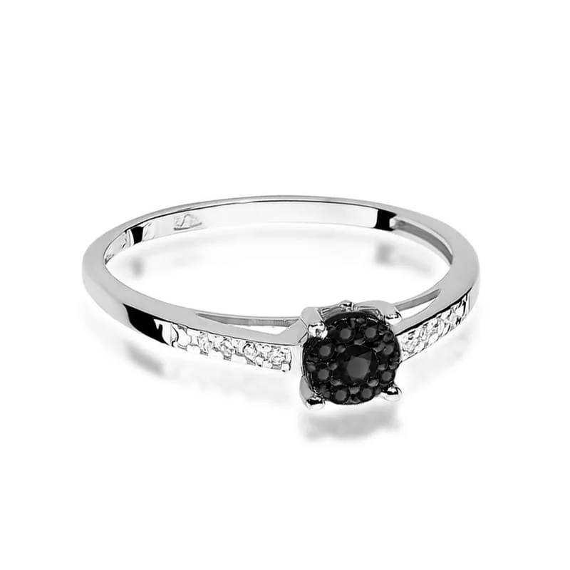 Inel Aur cu Diamant Negru si Diamante Incolore Ladelle Divine - imagine 5