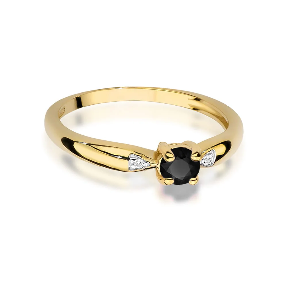 Inel Aur cu Diamant Negru si Diamante Incolore Naturale Belmara Serenade - imagine 2