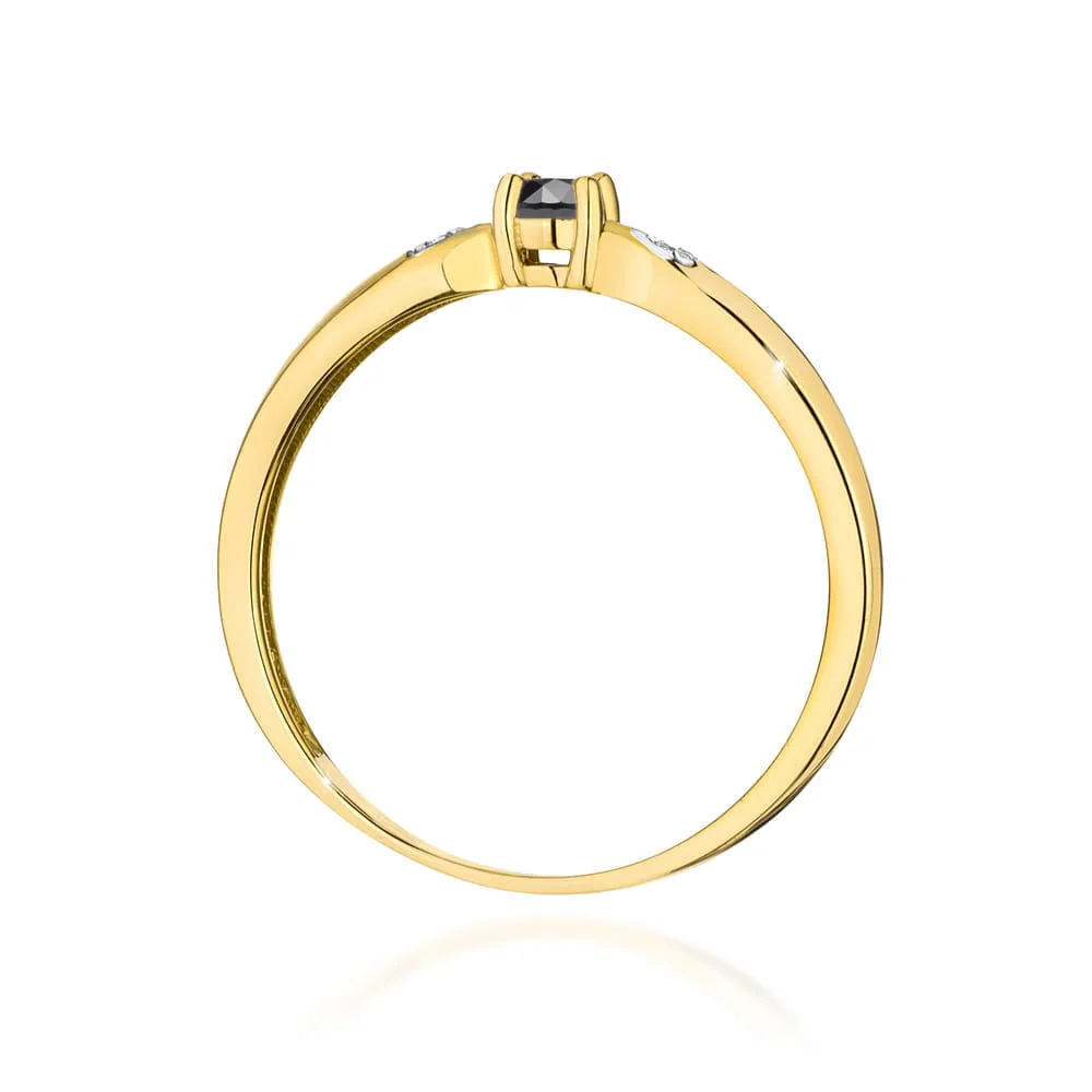 Inel Aur cu Diamant Negru si Diamante Incolore Naturale Belmara Serenade - imagine 3