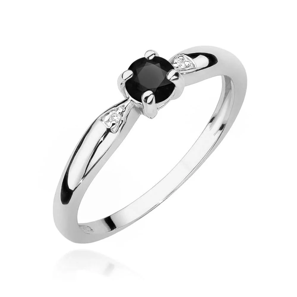 Inel Aur cu Diamant Negru si Diamante Incolore Naturale Belmara Serenade - imagine 5