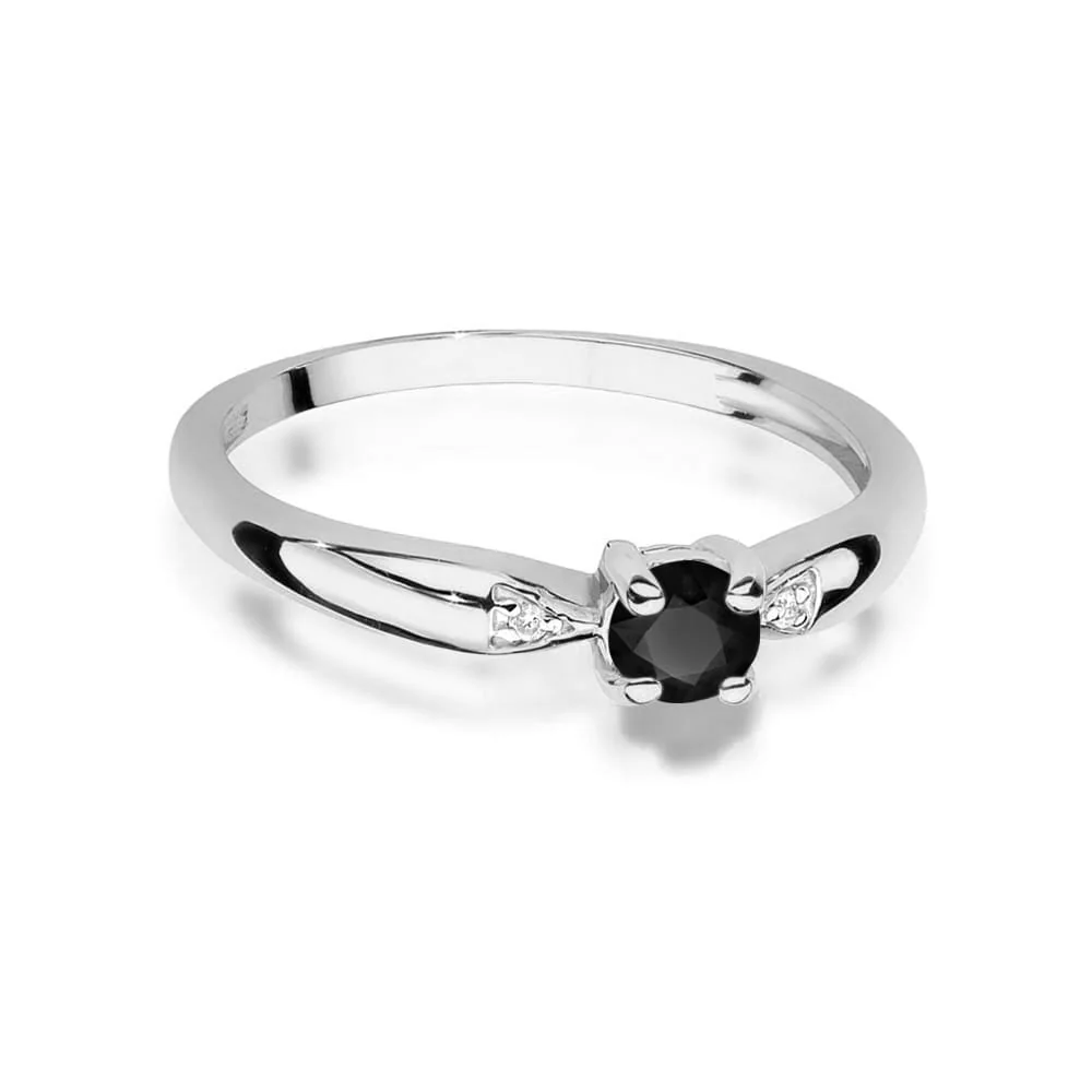 Inel Aur cu Diamant Negru si Diamante Incolore Naturale Belmara Serenade - imagine 6