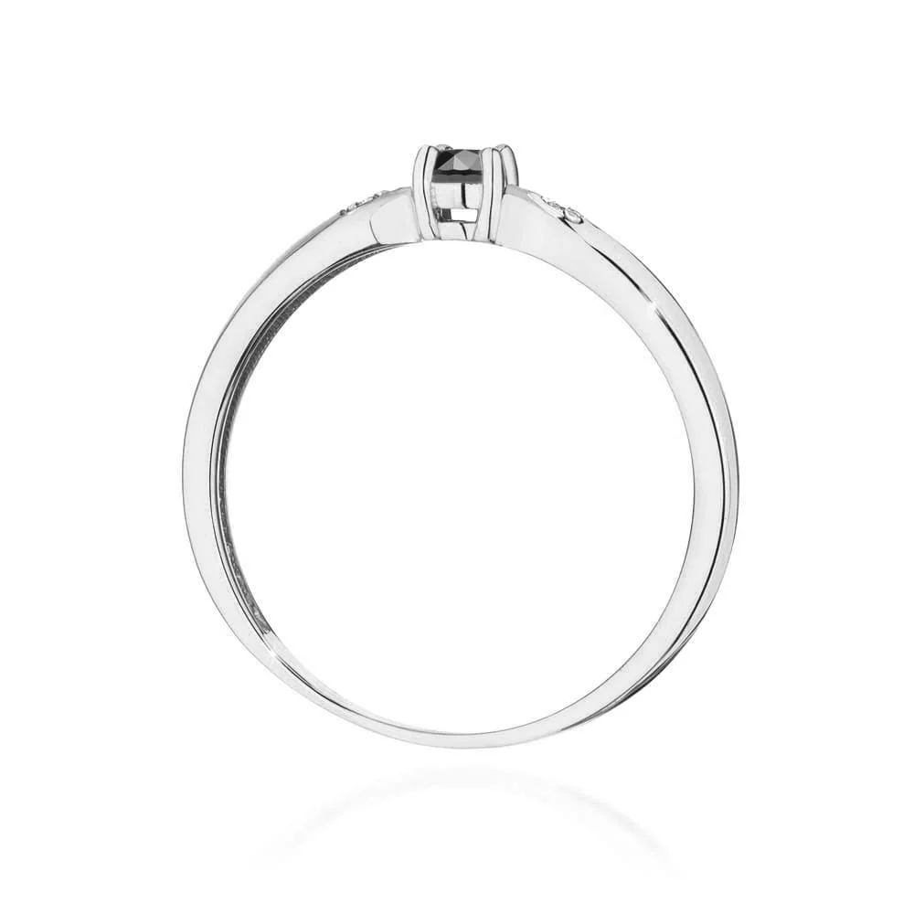 Inel Aur cu Diamant Negru si Diamante Incolore Naturale Belmara Serenade - imagine 7