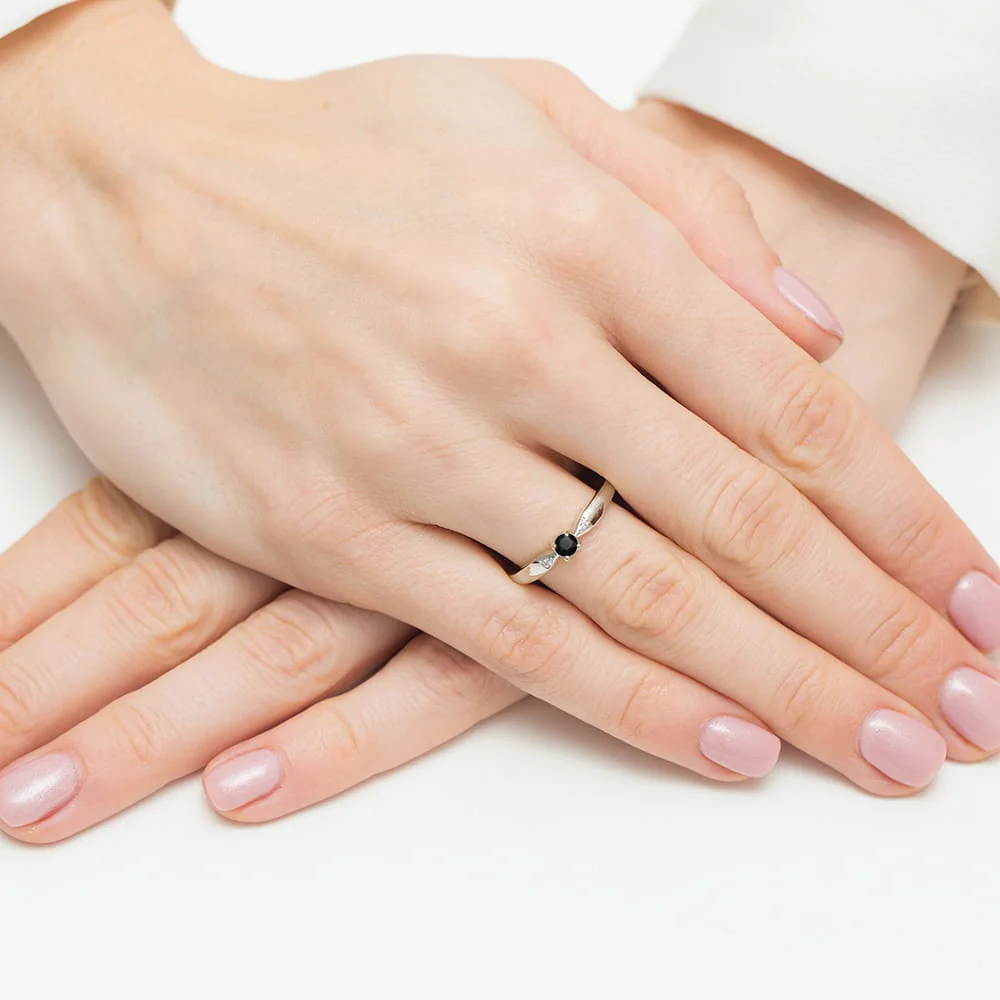 Inel Aur cu Diamant Negru si Diamante Incolore Naturale Belmara Serenade - imagine 8