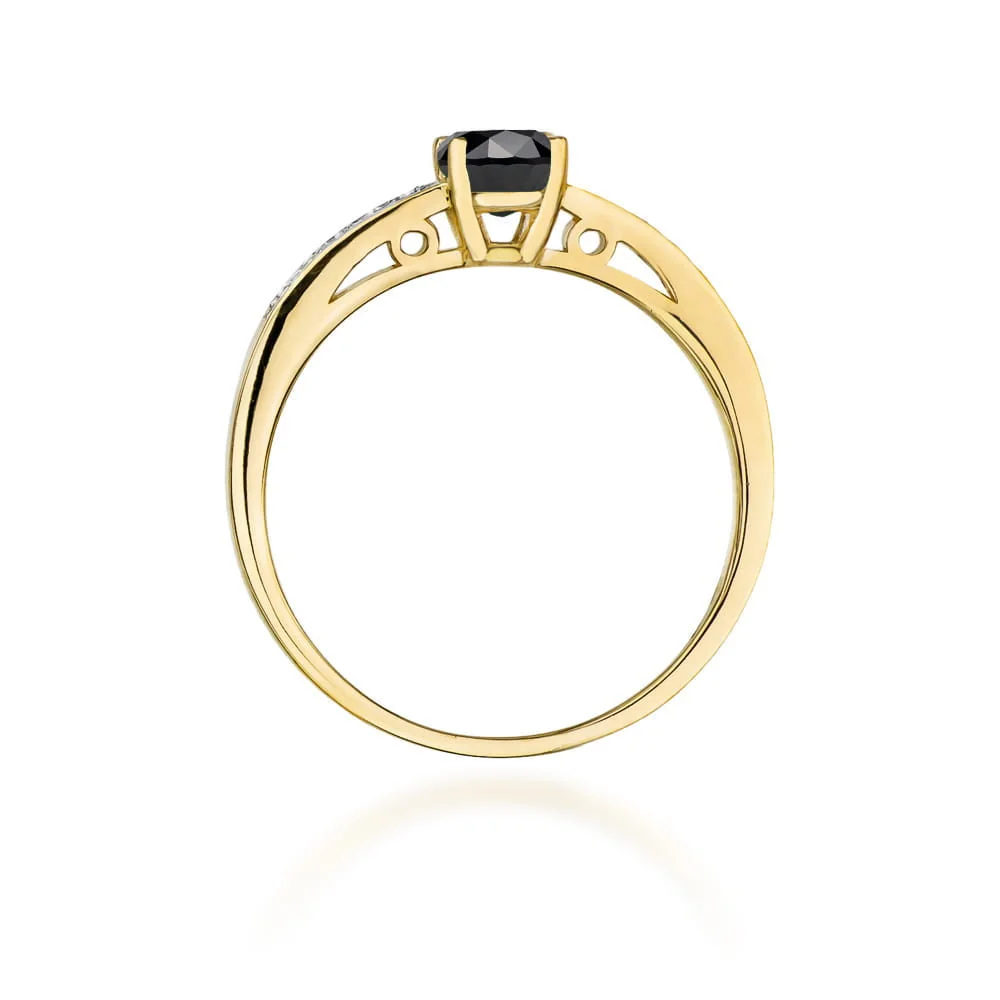 Inel Aur cu Diamant Negru si Diamante Laterale Tabella Opal - imagine 3