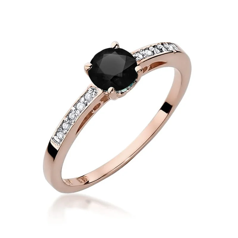 Inel Aur cu Diamant Negru si Diamante Laterale Tabella Opal - imagine 5