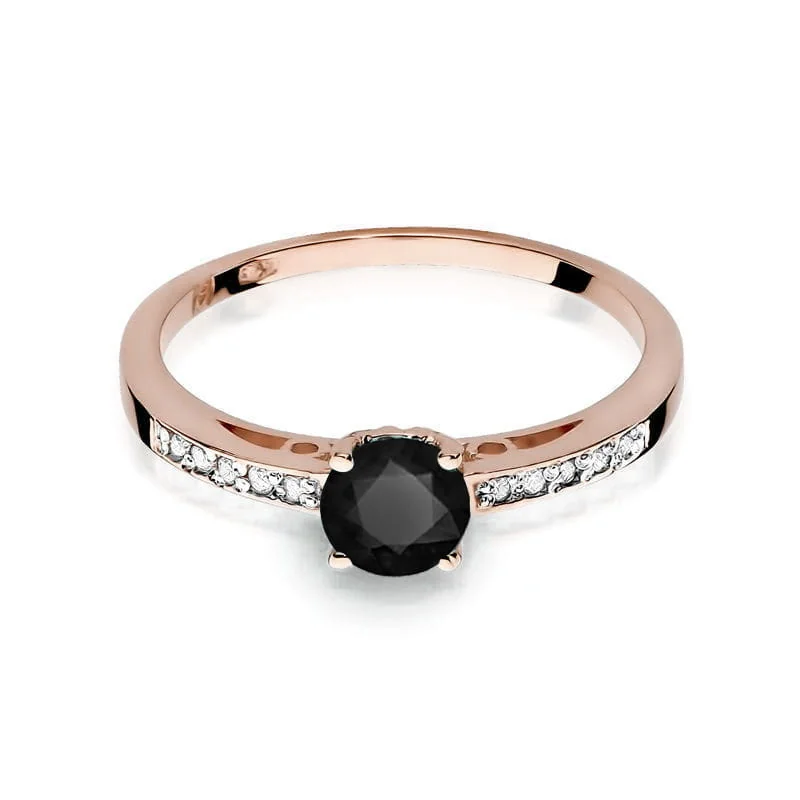 Inel Aur cu Diamant Negru si Diamante Laterale Tabella Opal - imagine 6
