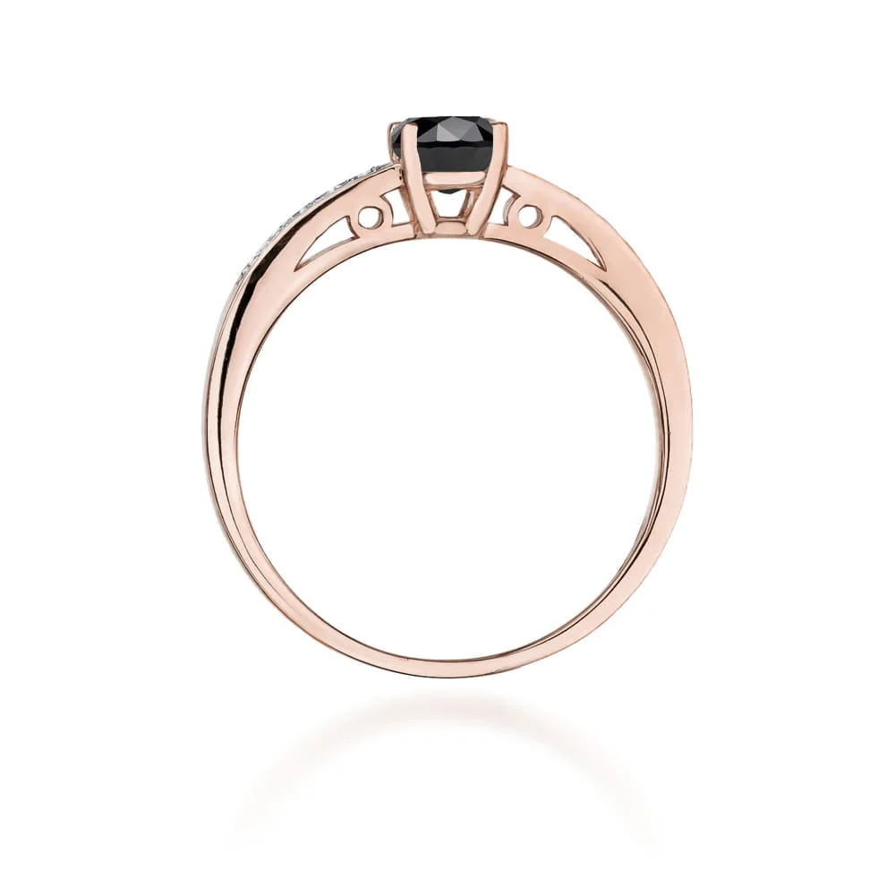 Inel Aur cu Diamant Negru si Diamante Laterale Tabella Opal - imagine 7