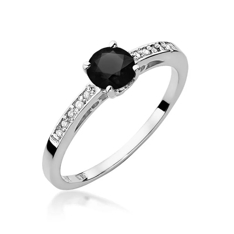 Inel Aur cu Diamant Negru si Diamante Laterale Tabella Opal - imagine 9