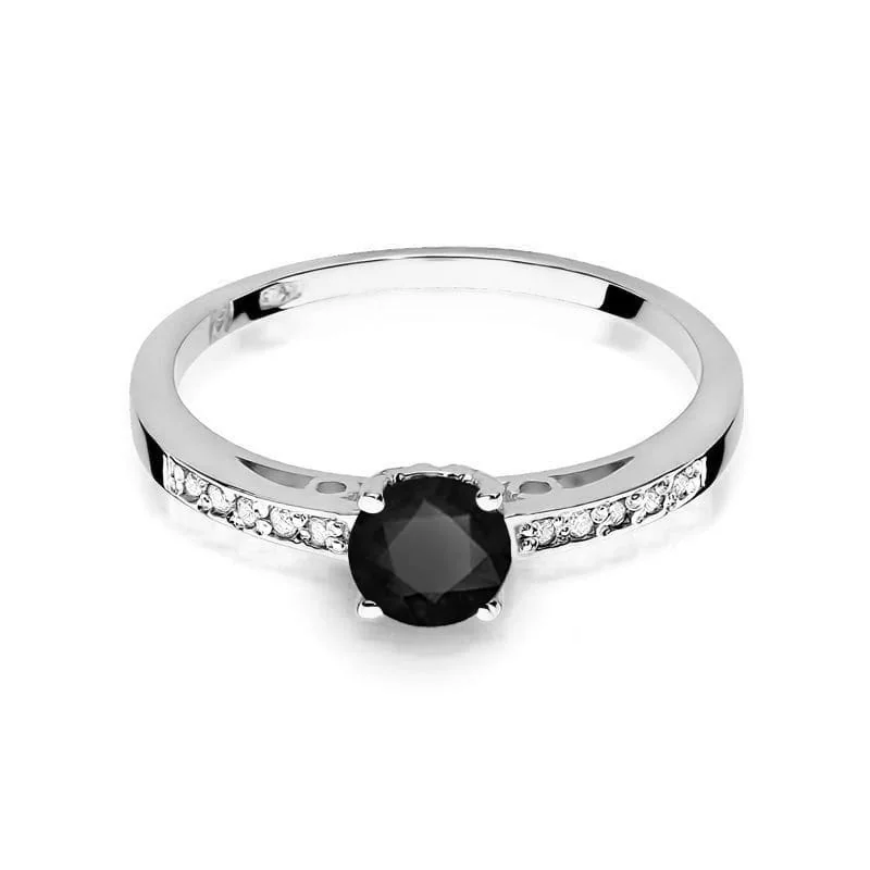 Inel Aur cu Diamant Negru si Diamante Laterale Tabella Opal - imagine 10