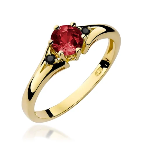 Inel Aur cu Garnet si Diamante Negre Islina