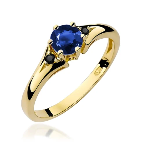 Inel Aur cu Safir si Diamante Negre Viselle