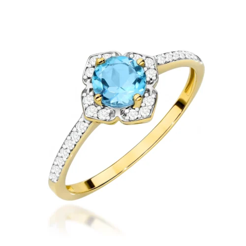 Inel Aur cu Topaz Albastru si Diamante Naturale Henette