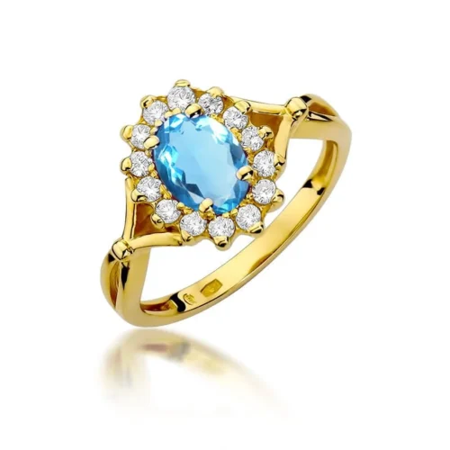 Inel Aur cu Topaz Albastru si Diamante Naturale Oricia