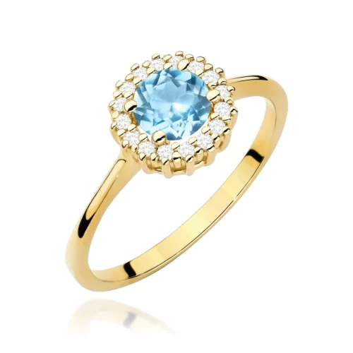 Inel Aur cu Topaz Albastru si Diamante Naturale Oridora