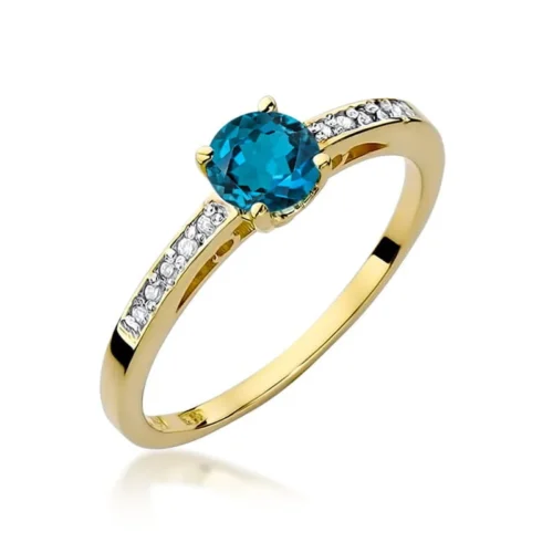 Inel Aur cu Topaz London Blue si Diamante Calluna