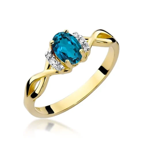 Inel Aur cu Topaz London Blue si Diamante Jonette