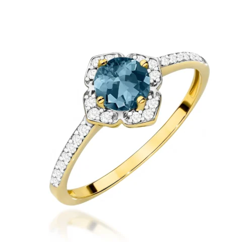 Inel Aur cu Topaz London Blue si Diamante Naturale Aridora
