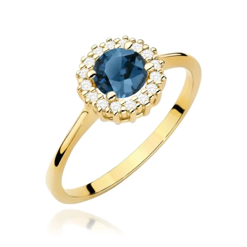 Inel Aur cu Topaz London Blue si Diamante Naturale Zavienne