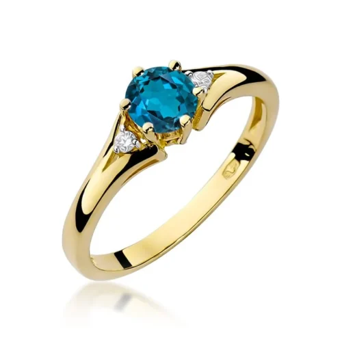 Inel Aur cu Topaz London Blue si Diamante Patessa