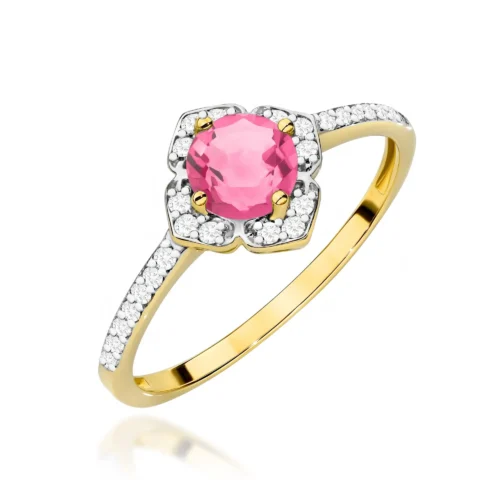Inel Aur cu Topaz Roz si Diamante Naturale Ratessa