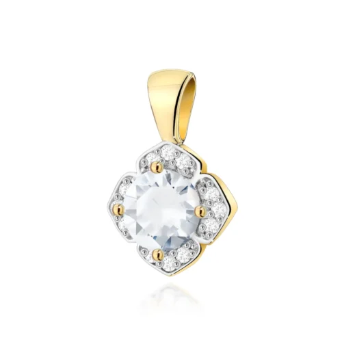 Pandantiv Aur cu Safir Alb si Diamante Naturale Katarine