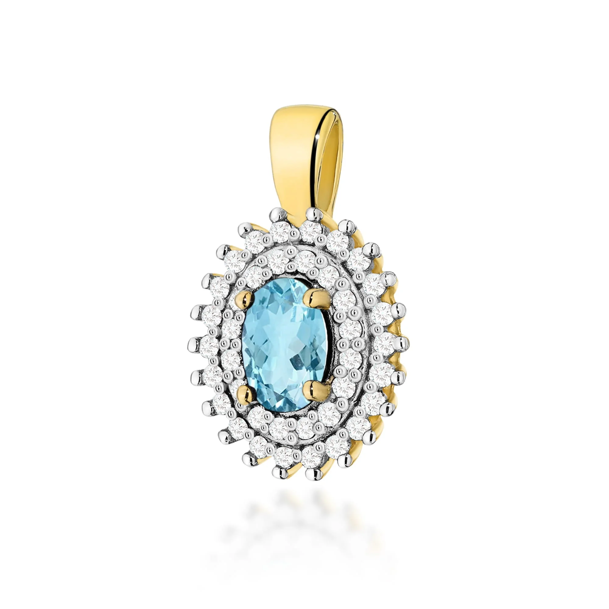 Pandantiv Aur cu Topaz Albastru si Diamante Naturale Leontine 1 Pandantiv Aur cu Topaz Albastru si Diamante Naturale Leontine
