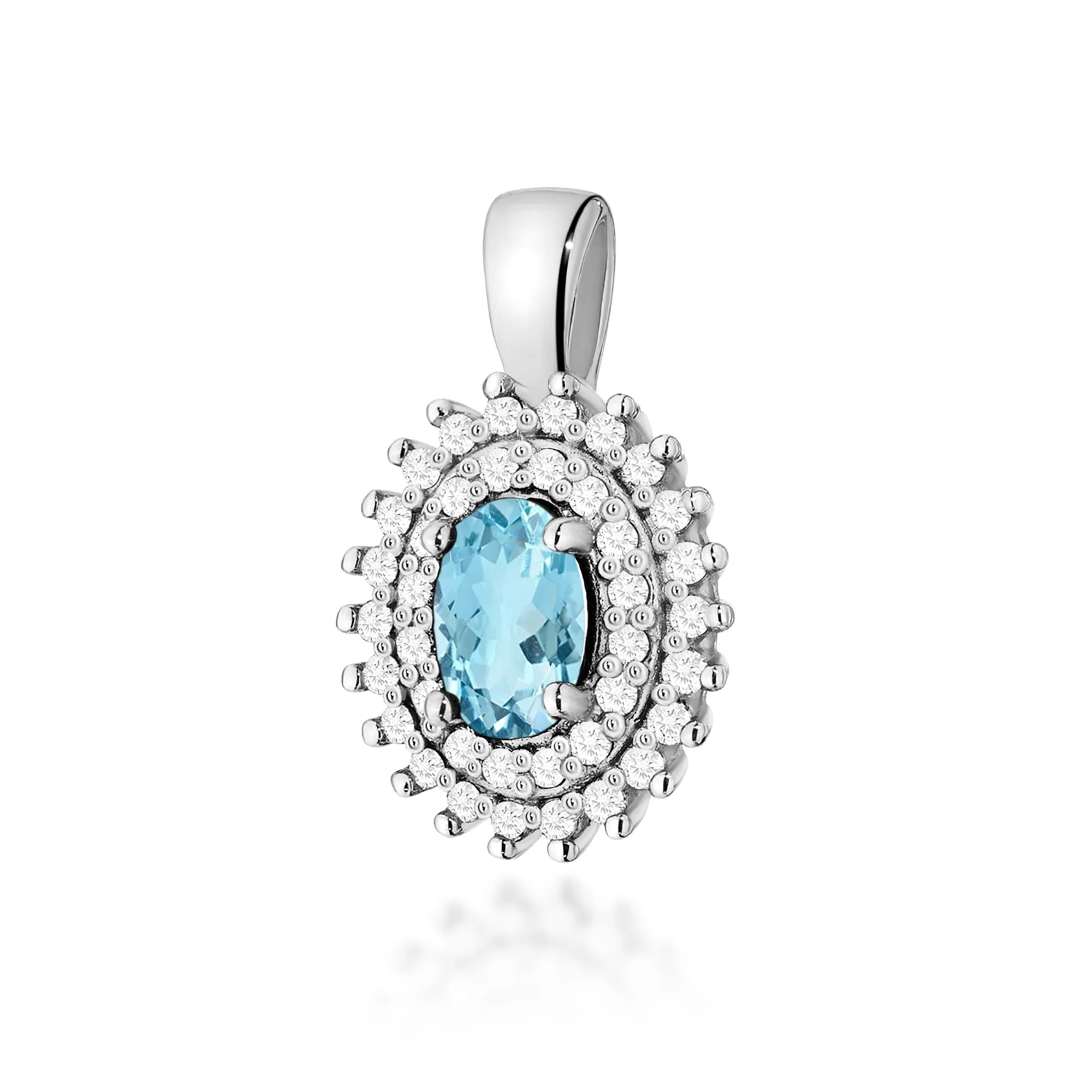 Pandantiv Aur cu Topaz Albastru si Diamante Naturale Leontine 3 Pandantiv Aur cu Topaz Albastru si Diamante Naturale Leontine - imagine 3