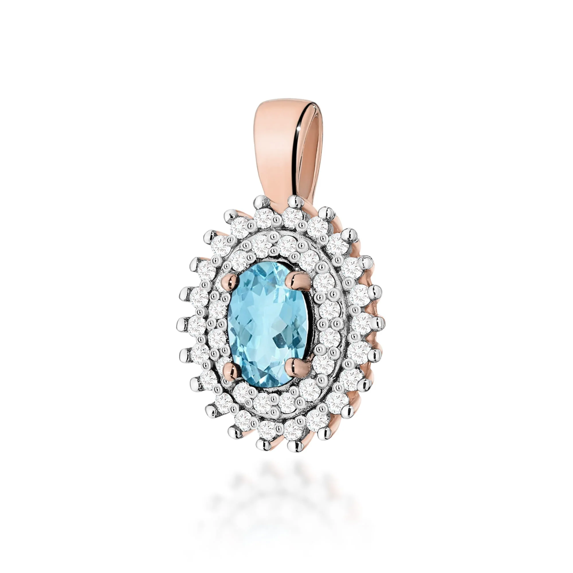 Pandantiv Aur cu Topaz Albastru si Diamante Naturale Leontine 5 Pandantiv Aur cu Topaz Albastru si Diamante Naturale Leontine - imagine 5