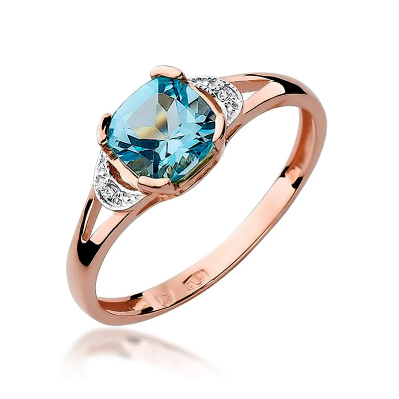 Inel Topaz cu Diamante Celeste 1.10 ct 8 Inel Topaz cu Diamante Celeste 1.10 ct - imagine 8