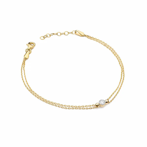 Bratara Aur Dubla 14 k cu Diamant 0.10 ct 1 Bratara Aur Dubla 14 k cu Diamant 0.10 ct