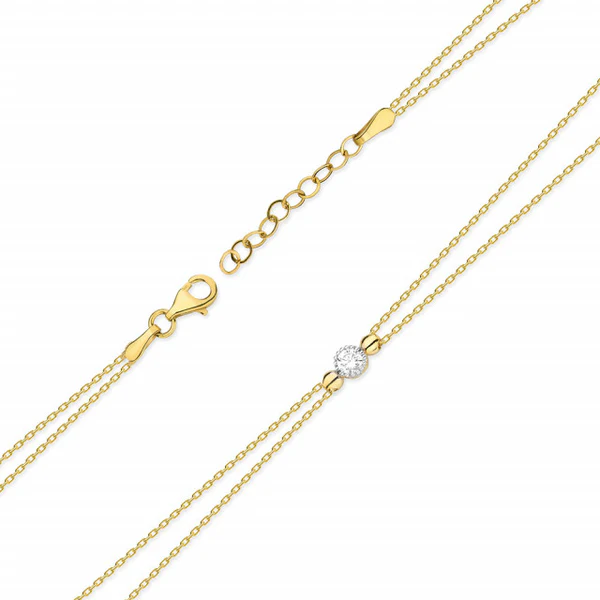 Bratara Aur Dubla 14 k cu Diamant 0.10 ct 3 Bratara Aur Dubla 14 k cu Diamant 0.10 ct - imagine 3
