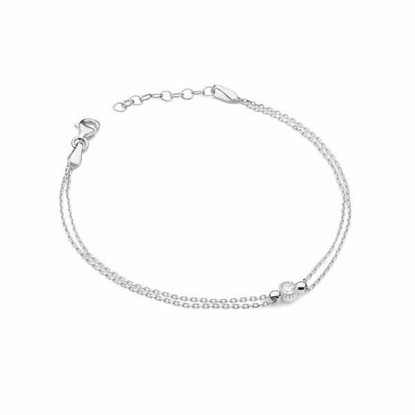 Bratara Aur Dubla 14 k cu Diamant 0.10 ct 2 Bratara Aur Dubla 14 k cu Diamant 0.10 ct - imagine 2