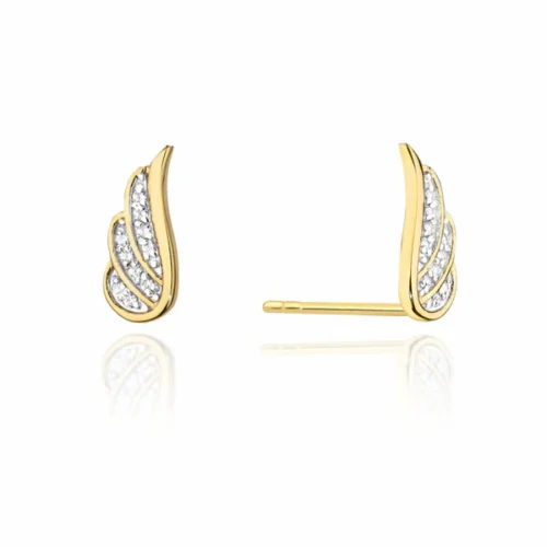 Cercei Aur Aripi de Inger 14k si Diamante 0.10 ct
