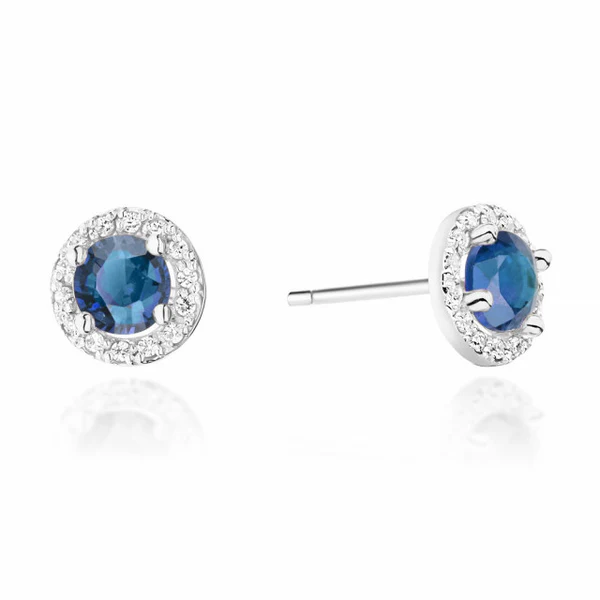 cercei aur 14 k cu safir 1 00 ct si diamante 0 24 ct 6907605