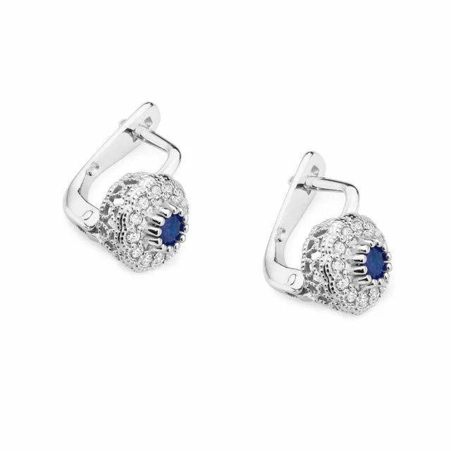 Cercei Aur cu Safir si Diamante Nicolette 4 Cercei Aur cu Safir si Diamante Nicolette - imagine 4