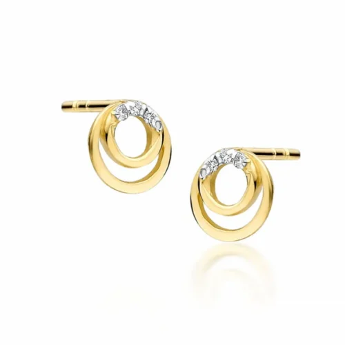 Cercei Aur Cercuri cu 6 Diamante 0.03 ct