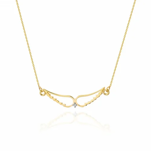 Lantisor cu Aripi de Inger si Diamant 0.005 ct