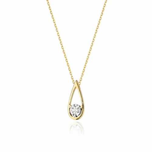 Colier Lacrima cu Diamant 0.08 ct Aur 14k