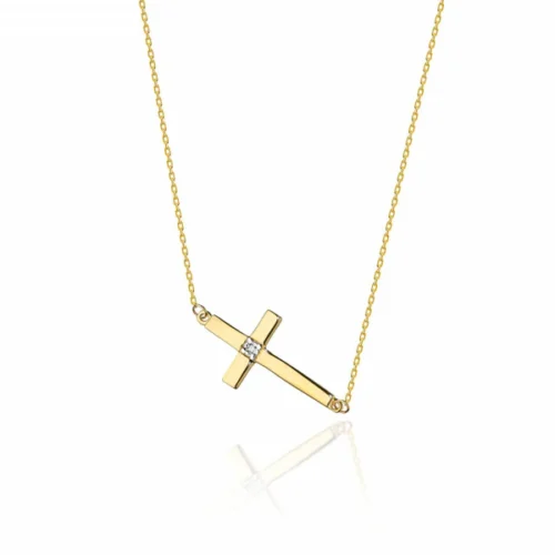 Colier cu Cruciulita Aur si Diamant 0.005 ct