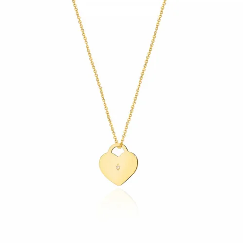 Lantisor Inima Aur cu Diamant 0.005 ct