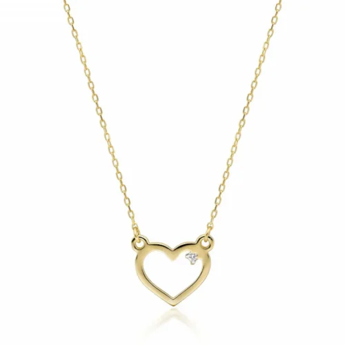 Lantisor Aur Dama cu Inima Aur si Diamant