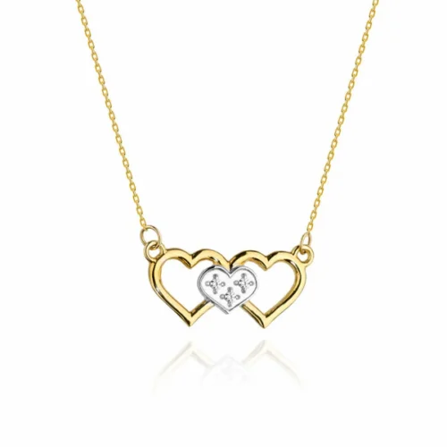 Lantisor cu Colier Inimi Aur cu Diamante