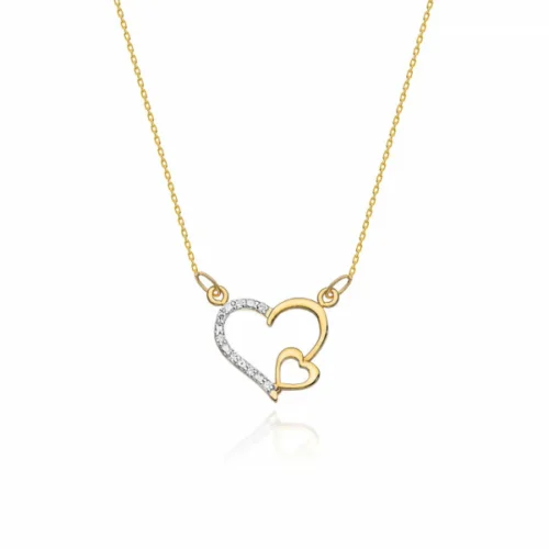Lantisor Aur cu Inimioare si Diamante 0.03 ct