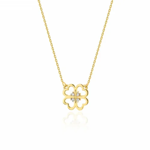 Colier Trifoi Aur cu Diamante 0.02 ct