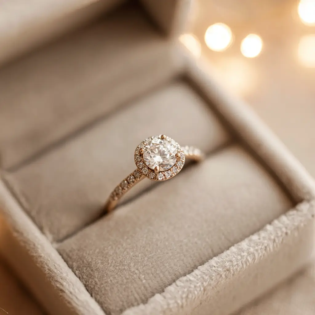 cutie cu diamant halo