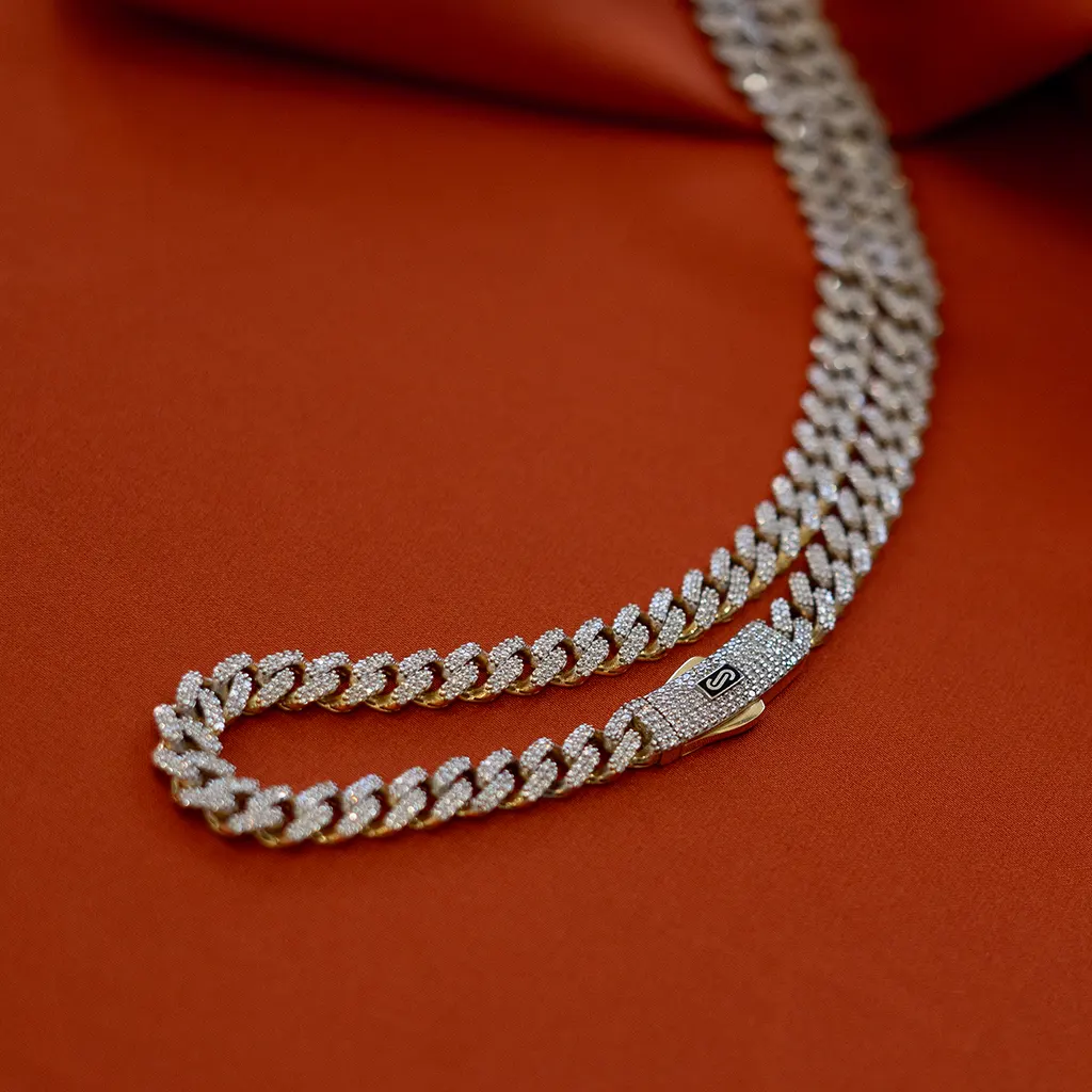 Lanț Monaco Chain Aur 14K Pavé Integral 49 cm